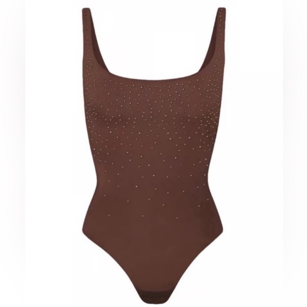 Skims x Swarovski Brown Crystal Bodysuit NWT